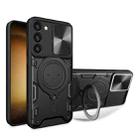 For Samsung Galaxy S23+ 5G CD Texture Sliding Camshield Magnetic Holder Phone Case(Black) - 1