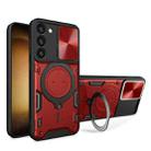 For Samsung Galaxy S23+ 5G CD Texture Sliding Camshield Magnetic Holder Phone Case(Red) - 1