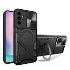 For Samsung Galaxy A24 4G CD Texture Sliding Camshield Magnetic Holder Phone Case(Black) - 1