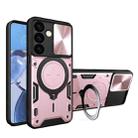 For Samsung Galaxy S24 5G CD Texture Sliding Camshield Magnetic Holder Phone Case(Pink) - 1