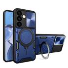 For Samsung Galaxy S24 5G CD Texture Sliding Camshield Magnetic Holder Phone Case(Blue) - 1