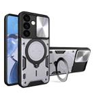For Samsung Galaxy S24 5G CD Texture Sliding Camshield Magnetic Holder Phone Case(Silver) - 1