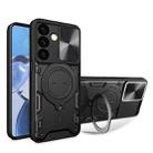 For Samsung Galaxy S24+ 5G CD Texture Sliding Camshield Magnetic Holder Phone Case(Black) - 1