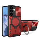 For Samsung Galaxy S24+ 5G CD Texture Sliding Camshield Magnetic Holder Phone Case(Red) - 1