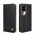 For OPPO Reno10 Pro 5G Non-Magnetic Retro Texture Leather Phone Case(Black) - 1