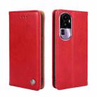 For OPPO Reno10 Pro+ 5G Non-Magnetic Retro Texture Leather Phone Case(Red) - 1