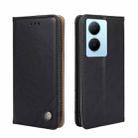 For vivo Y78 Plus 5G Non-Magnetic Retro Texture Leather Phone Case(Black) - 1