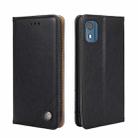 For Nokia C02 TA-1522 Non-Magnetic Retro Texture Leather Phone Case(Black) - 1