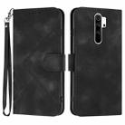 For Xiaomi Redmi 9/9 Prime/Poco M2 Line Pattern Skin Feel Leather Phone Case(Black) - 1