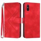 For Xiaomi Redmi 9A/9AT/9i Line Pattern Skin Feel Leather Phone Case(Red) - 1