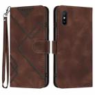 For Xiaomi Redmi 9A/9AT/9i Line Pattern Skin Feel Leather Phone Case(Coffee) - 1