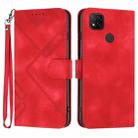 For Xiaomi Redmi 9C/9C NFC/Poco C3 Line Pattern Skin Feel Leather Phone Case(Red) - 1