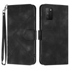 For Xiaomi Poco M3/Redmi 9T Line Pattern Skin Feel Leather Phone Case(Black) - 1