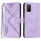 For Xiaomi Poco M3/Redmi 9T Line Pattern Skin Feel Leather Phone Case(Light Purple) - 1