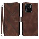 For Xiaomi Redmi 10C Global/10 India Line Pattern Skin Feel Leather Phone Case(Coffee) - 1