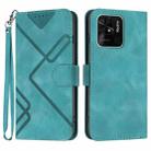 For Xiaomi Redmi 10C Global/10 India Line Pattern Skin Feel Leather Phone Case(Light Blue) - 1