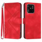 For Xiaomi Redmi 10 Power Line Pattern Skin Feel Leather Phone Case(Red) - 1