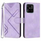 For Xiaomi Redmi 10 Power Line Pattern Skin Feel Leather Phone Case(Light Purple) - 1