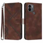 For Xiaomi Redmi A1+ Line Pattern Skin Feel Leather Phone Case(Coffee) - 1