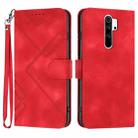 For Xiaomi Redmi Note 8 Pro Line Pattern Skin Feel Leather Phone Case(Red) - 1