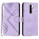 For Xiaomi Redmi Note 8 Pro Line Pattern Skin Feel Leather Phone Case(Light Purple) - 1