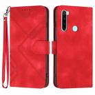 For Xiaomi Redmi Note 8T Line Pattern Skin Feel Leather Phone Case(Red) - 1