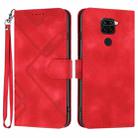 For Xiaomi Redmi Note 9 Global/10X 4G Line Pattern Skin Feel Leather Phone Case(Red) - 1