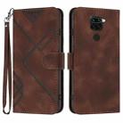 For Xiaomi Redmi Note 9 Global/10X 4G Line Pattern Skin Feel Leather Phone Case(Coffee) - 1