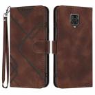 For Xiaomi Redmi Note 9 Pro Line Pattern Skin Feel Leather Phone Case(Coffee) - 1