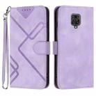 For Xiaomi Redmi Note 9 Pro Line Pattern Skin Feel Leather Phone Case(Light Purple) - 1