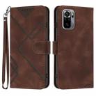 For Xiaomi Redmi Note 10 4G Global Line Pattern Skin Feel Leather Phone Case(Coffee) - 1