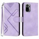 For Xiaomi Redmi Note 10 4G Global Line Pattern Skin Feel Leather Phone Case(Light Purple) - 1