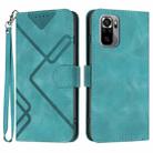 For Xiaomi Redmi Note 10 4G Global Line Pattern Skin Feel Leather Phone Case(Light Blue) - 1