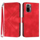 For Xiaomi Redmi Note 10S 4G Global Line Pattern Skin Feel Leather Phone Case(Red) - 1