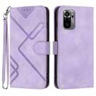 For Xiaomi Redmi Note 10S 4G Global Line Pattern Skin Feel Leather Phone Case(Light Purple) - 1