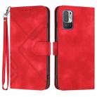 For Xiaomi Redmi Note 10 5G Line Pattern Skin Feel Leather Phone Case(Red) - 1