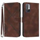 For Xiaomi Redmi Note 10 5G Line Pattern Skin Feel Leather Phone Case(Coffee) - 1