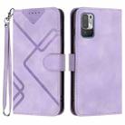 For Xiaomi Redmi Note 10 5G Line Pattern Skin Feel Leather Phone Case(Light Purple) - 1