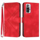 For Xiaomi Redmi Note 10 Pro 4G Global Line Pattern Skin Feel Leather Phone Case(Red) - 1