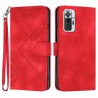 For Xiaomi Redmi Note 10 Pro Max Line Pattern Skin Feel Leather Phone Case(Red) - 1