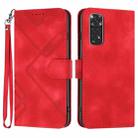 For Xiaomi Redmi Note 11 4G Global Line Pattern Skin Feel Leather Phone Case(Red) - 1