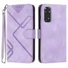 For Xiaomi Redmi Note 11S 4G Global Line Pattern Skin Feel Leather Phone Case(Light Purple) - 1