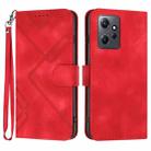 For Xiaomi Redmi Note 12 4G Global Line Pattern Skin Feel Leather Phone Case(Red) - 1