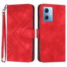 For Xiaomi Redmi Note 12 5G Global Line Pattern Skin Feel Leather Phone Case(Red) - 1