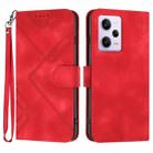For Xiaomi Redmi Note 12 Pro 4G/5G Global Line Pattern Skin Feel Leather Phone Case(Red) - 1