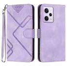 For Xiaomi Redmi Note 12 Pro+ 4G/5G Global Line Pattern Skin Feel Leather Phone Case(Light Purple) - 1