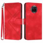 For Xiaomi Mi 10T Lite 5G Line Pattern Skin Feel Leather Phone Case(Red) - 1