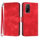 For Xiaomi Mi 10T 5G/10T Pro 5G Line Pattern Skin Feel Leather Phone Case(Red) - 1