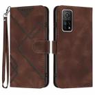 For Xiaomi Mi 10T 5G/10T Pro 5G Line Pattern Skin Feel Leather Phone Case(Coffee) - 1