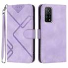 For Xiaomi Mi 10T 5G/10T Pro 5G Line Pattern Skin Feel Leather Phone Case(Light Purple) - 1